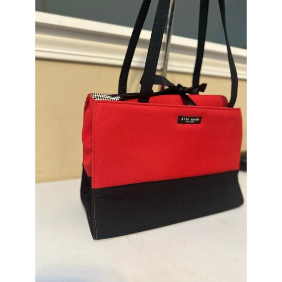 Vintage Kate Spade Bag First Edition Rare Red and Black Structured Tote Handbag - Picture 4 of 13